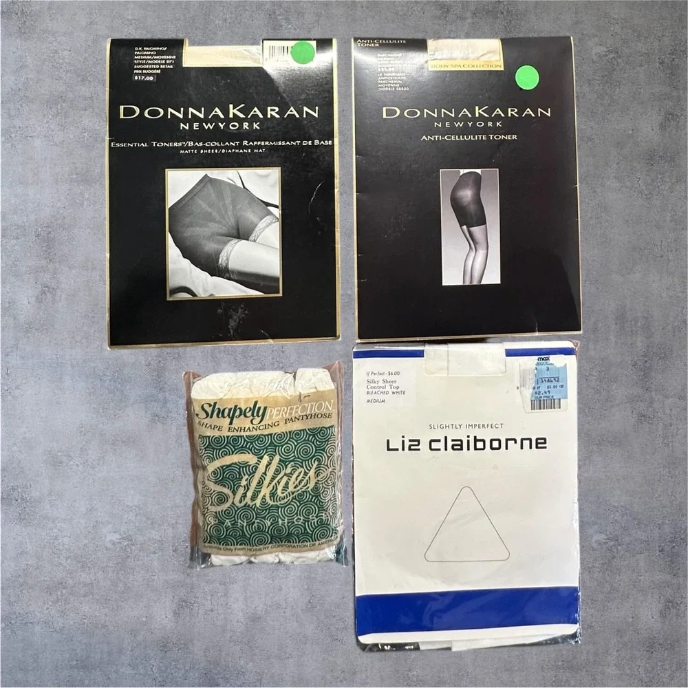 Vintage Pantyhose Lot Donna Karan Liz Claiborne Shapely NOS Hosiery